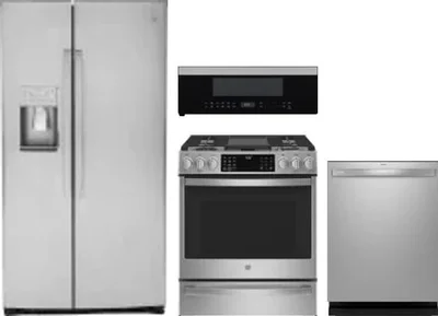 4 Piece Package Includes Refrigerator, Range, Microwave And Dishwasher